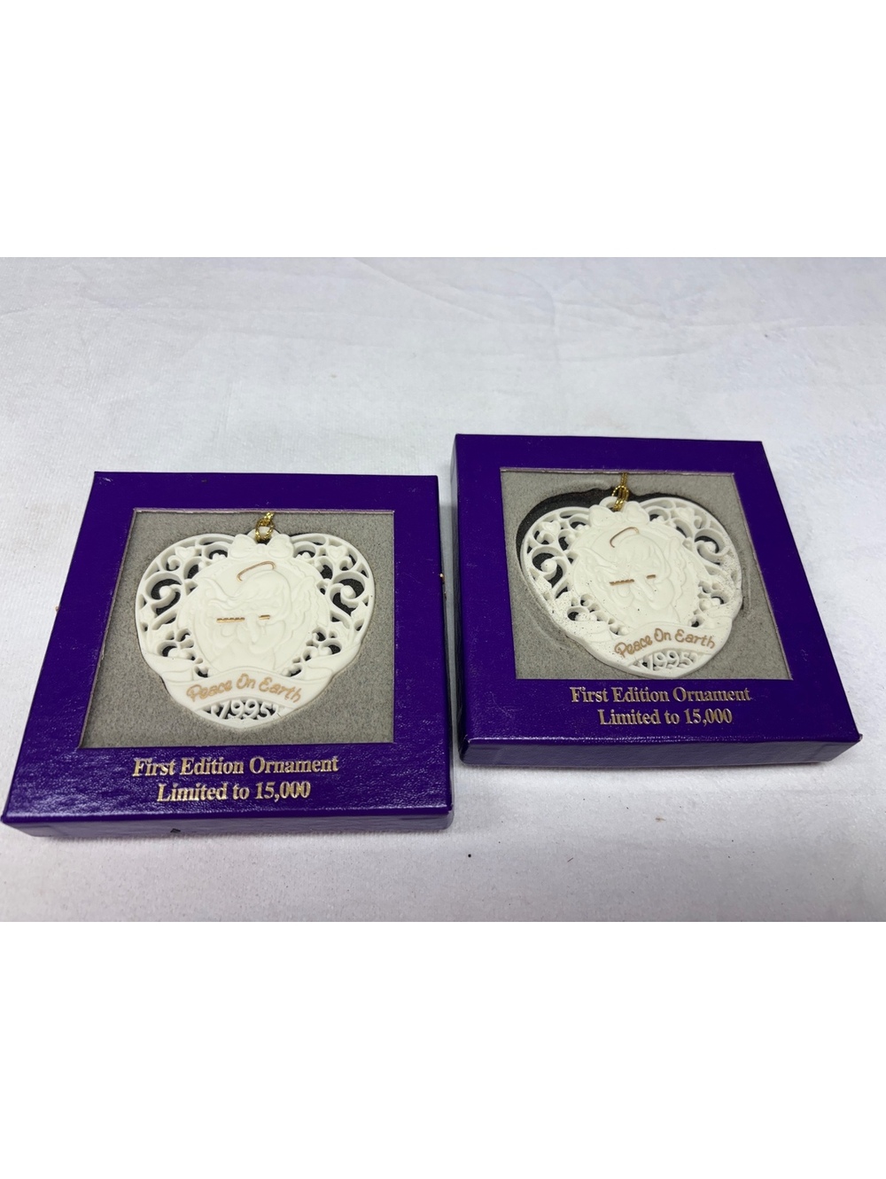 Enesco Precious Moments 1995 Peace On Earth First Edition Christmas Ornaments